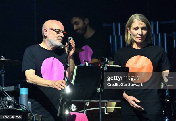 Brian Eno & the Baltic Sea Philharmonic perform 'The Ship' at The Royal Festival Hall on October 30, 2023 in London, England.