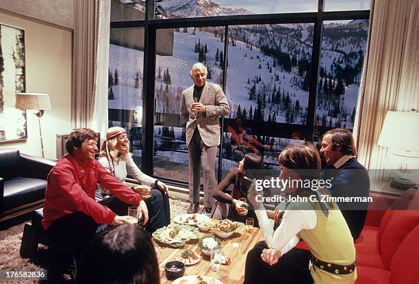 View of Snowbird Ski and Summer Resort host and founder Ted Johnson at a cocktail party. Salt Lake County, UT 3/17/1972 - 3/31/1972 CREDIT: John G....