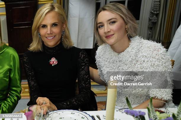 Tory Burch and Saoirse Ronan attend the dinner in honor of Women Thought Leaders, Entrepreneurs and Creators on October 30, 2023 in London, England.