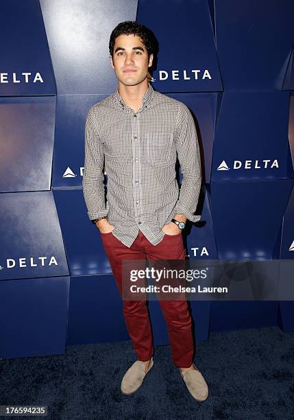 Actor Darren Criss attends a summer celebration hosted by Delta Air Lines on August 15, 2013 in Beverly Hills, featuring celebrity guests, customers...