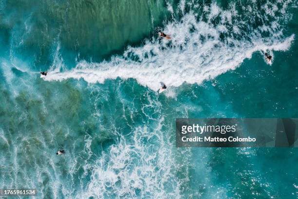 surfers in sydney, australia - sydney ocean drone stockfoto's en -beelden