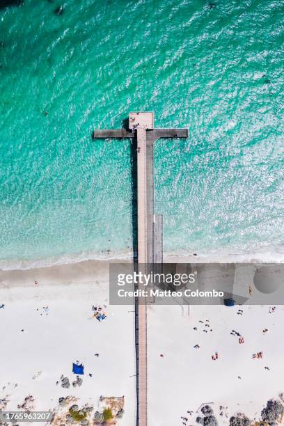 aerial view of coogee beach jetty, perth - australia jetty stock pictures, royalty-free photos & images