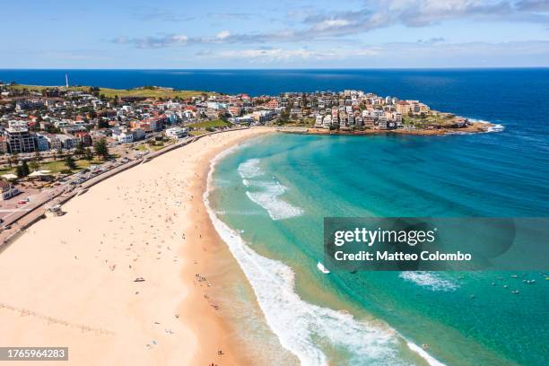 aerial view of bondi beach, sydney, australia - bondi beach stock pictures, royalty-free photos & images