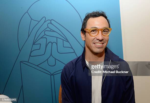 Designer Geoff McFetridge attends Warby Parker's store opening in The Standard, Hollywood on August 15, 2013 in Los Angeles, California.