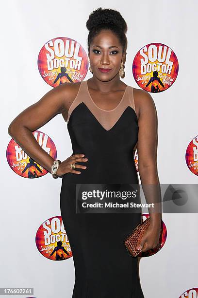 Actress Amber Iman attends the after party for the Broadway opening night of "Soul Doctor" at the The Liberty Theatre on August 15, 2013 in New York...