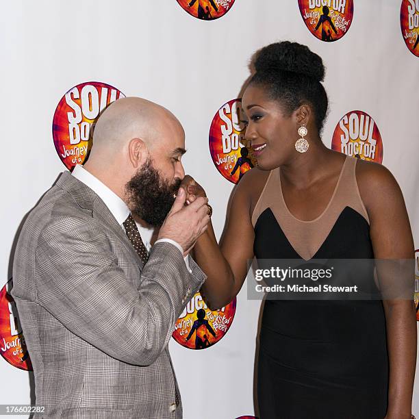 Actors Eric Anderson and Amber Iman attend the after party for the Broadway opening night of "Soul Doctor" at the The Liberty Theatre on August 15,...