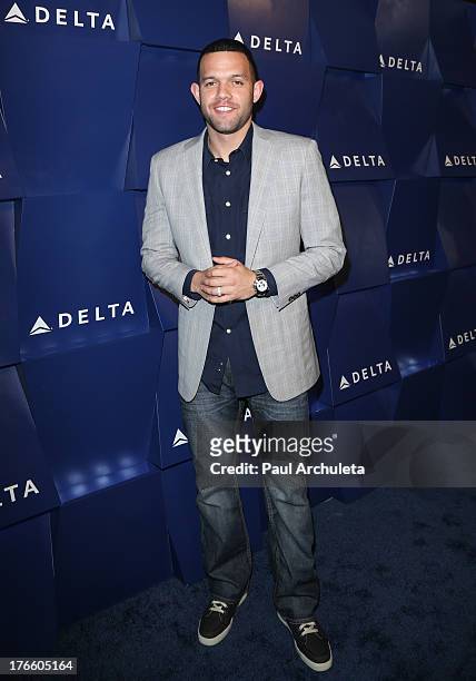 Player Jordan Farmar attends the Delta Air Lines summer celebration In Beverly Hills on August 15, 2013 in Beverly Hills, California.