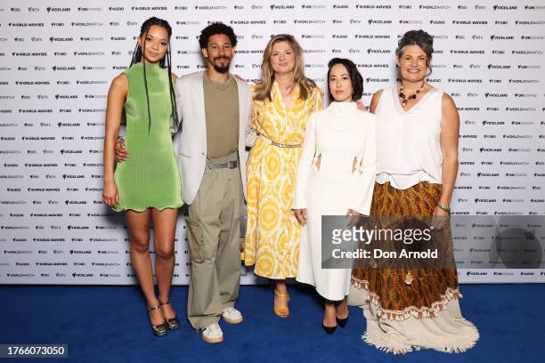 Tanzyn Crawford, Keiynan Lonsdale, Julia Zemiro, Melissa Leong and Gina Chick attend the SBS 2024 Upfront at Sydney Town Hall on October 31, 2023 in...