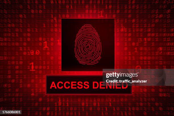access denied - fingerprint scan - code red stock illustrations