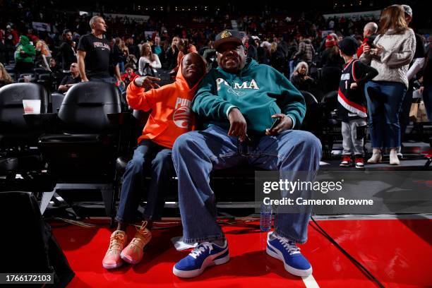 Young Sports Reporter Jeremiah Fennel takes in the game of the Portland Trail Blazers against the Memphis Grizzlies on November 5, 2023 at the...