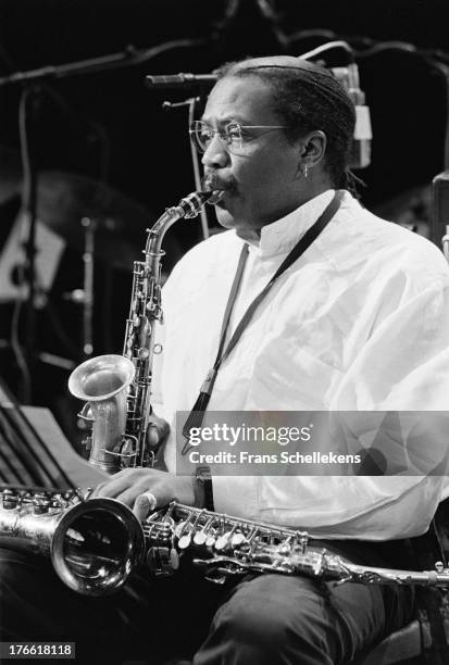 American saxophone player Oliver Lake performs at the NOS Jazz festival at de Meervaart in Amsterdam, Netherlands on 11th August 1989.