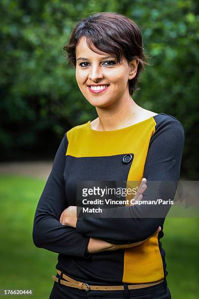 Politician for the french Socialist party and Minister of Woman's rights, Najat Vallaud-Belkacem is photographed for Paris Match on June 28, 2013 in...