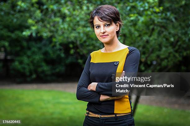 Politician for the french Socialist party and Minister of Woman's rights, Najat Vallaud-Belkacem is photographed for Paris Match on June 28, 2013 in...