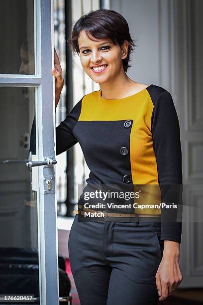 Politician for the french Socialist party and Minister of Woman's rights, Najat Vallaud-Belkacem is photographed for Paris Match on June 28, 2013 in...