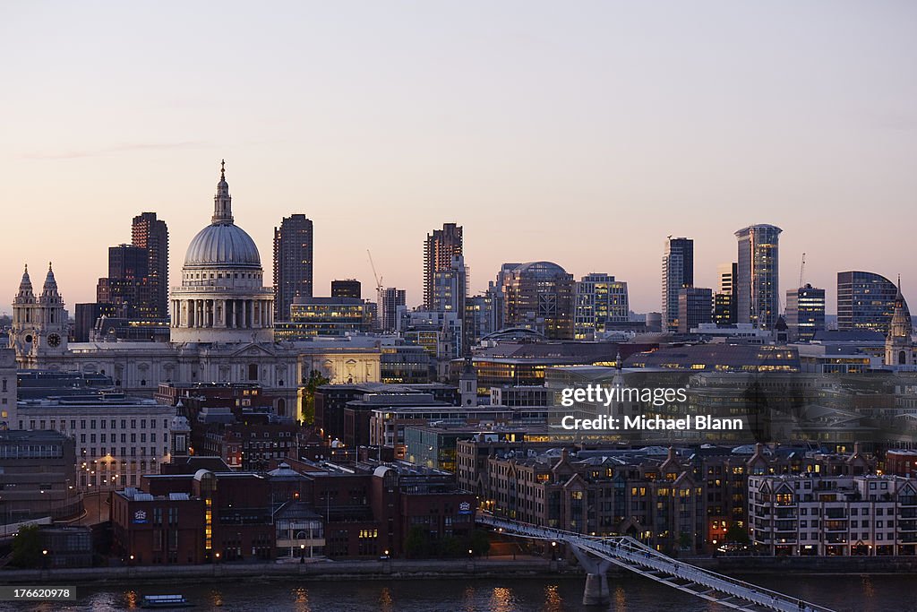 London Skyline and landmarks at night