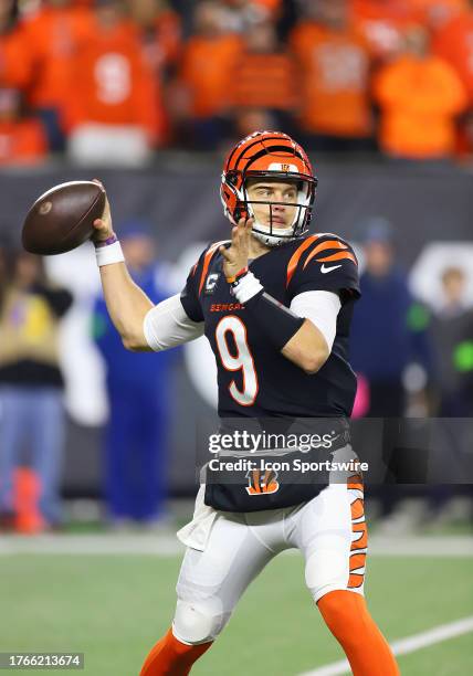 Cincinnati Bengals quarterback Joe Burrow in a game between the Buffalo Bills and the Cincinnati Bengals at Paycor Stadium on Sunday, November. 5,...