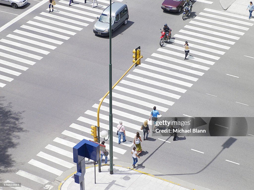 Commuters crossing road