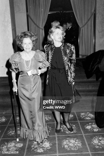 Mary Lasker and Carolyn Keris attend an event at the Beverly Wilshire Hotel in Beverly Hills, Califoria, on March 11, 1982.