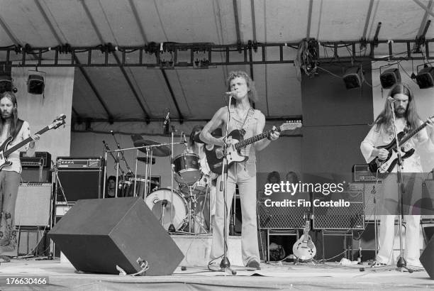 26th AUGUST: British group Jack The Lad perform live on stage at Reading Festival on 26th August 1973. Left to right: Rod Clements, Ray Laidlaw,...
