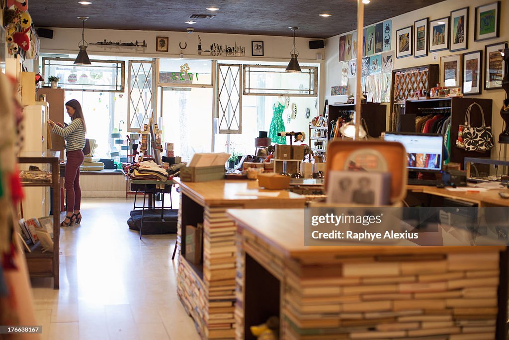 Young woman in vintage shop