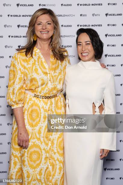 Julia Zemiro and Melissa Leong attend the SBS 2024 Upfront at Sydney Town Hall on October 31, 2023 in Sydney, Australia.