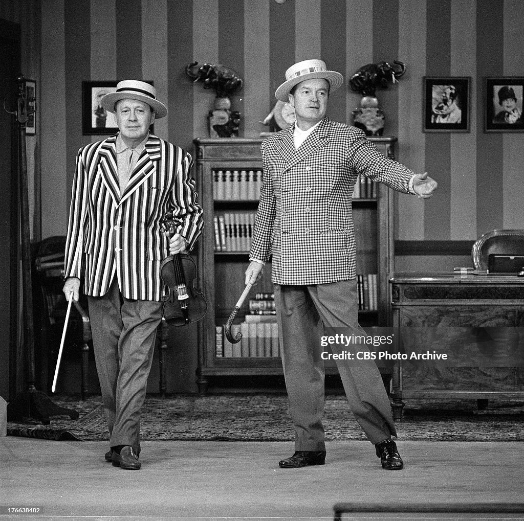 Jack Benny and Bob Hope performing on THE JACK BENNY SHOW. Image