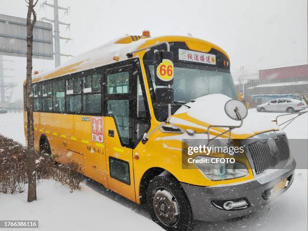 View of the first snowstorm of 2023 in Harbin, Heilongjiang Province, China, November 6, 2023.