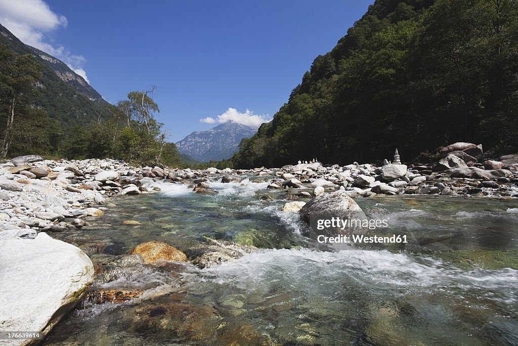 Europe, Switzerland, View of Verzasca River