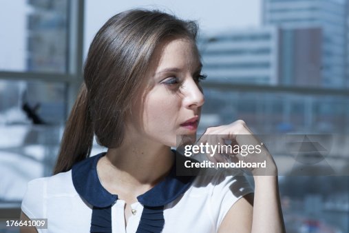 Model Looking Off Camera Closeup Of Businesswoman Looking Off Camera High-Res Stock Photo ...