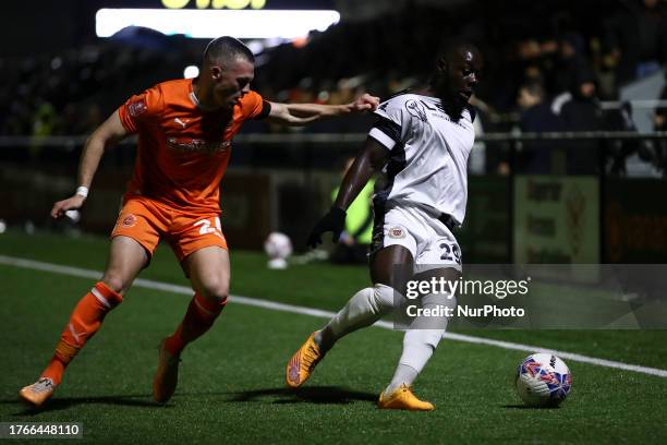 Olufela Olomola of Bromley on the ball during the FA Cup First Round match between Bromley and Blackpool at Hayes Lane, Bromley on Saturday 4th...