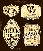 Halloween themed old fashioned label designs
