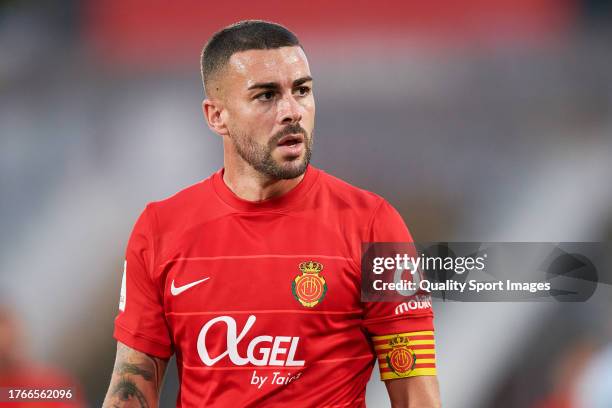 Dani Rodriguez of RCD Mallorca looks on during the LaLiga EA Sports match between RCD Mallorca and Getafe CF at Estadi de Son Moix on October 28,...