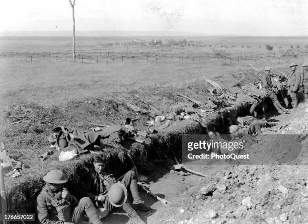 Trenches where American soldiers started to dig in on the first night of the St. Mihiel drive, from where they went 5 kilometers further, France,...