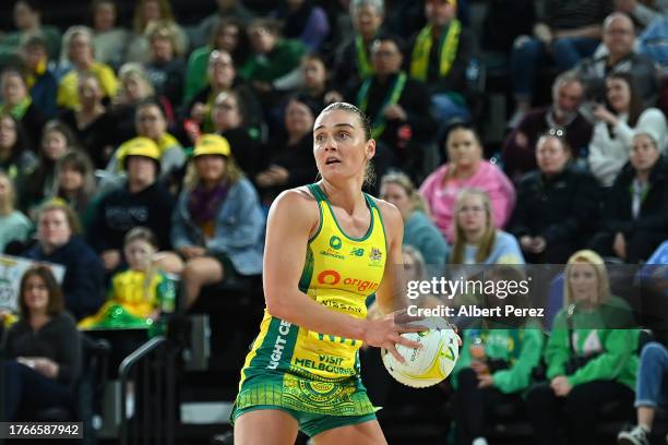 Liz Watson of Australia in action during game three of the International Test Match series between Australia Diamonds and South Africa Proteas at...