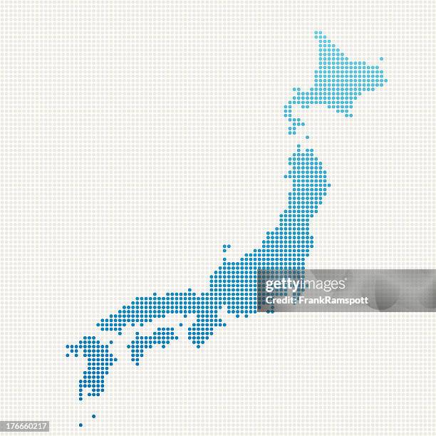 ilustrações de stock, clip art, desenhos animados e ícones de mapa de japão azul dot padrão - japanese culture