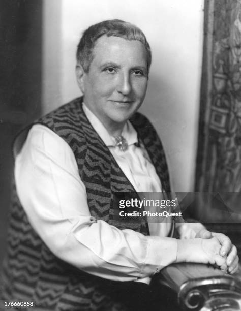 American poet Gertrude Stein , undated.