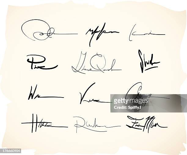 ilustraciones, imágenes clip art, dibujos animados e iconos de stock de firma escrita a mano - signing