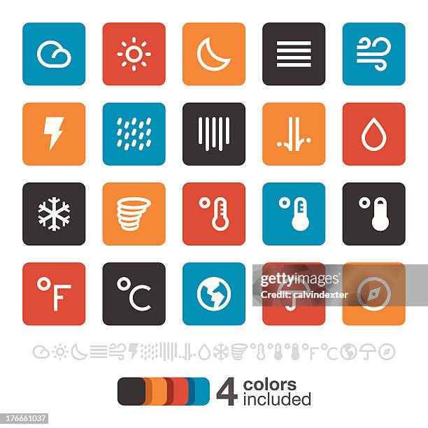 weather icons | brooklyn series - monsoon stock illustrations