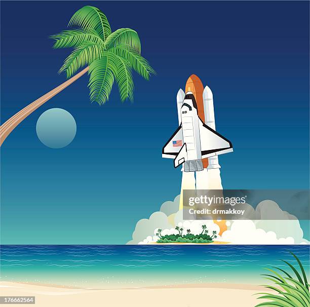 stockillustraties, clipart, cartoons en iconen met space shuttle - ruimteshuttle atlantis