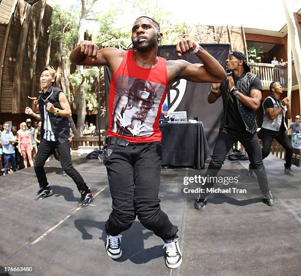 Jason Derulo performs onstage at the Warner Bros. Records Summer Sessions held at Warner Bros. Records outdoor patio on August 16, 2013 in Burbank,...