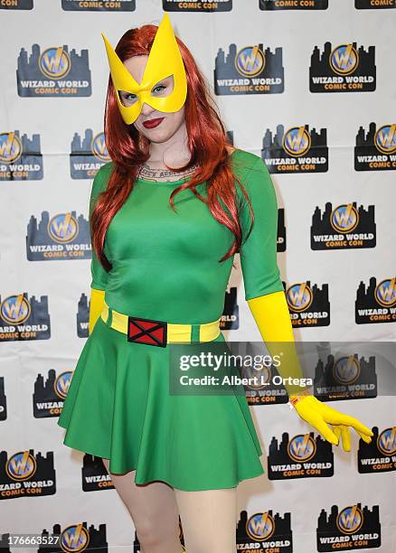 Cosplayer Kirsten Nicholson as Marvel Girl attends Day 1 Wizard World Chicago Comic Con held at Donald E. Stephens Convention Center on August 9,...