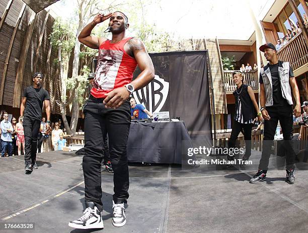 Jason Derulo performs onstage at the Warner Bros. Records Summer Sessions held at Warner Bros. Records outdoor patio on August 16, 2013 in Burbank,...