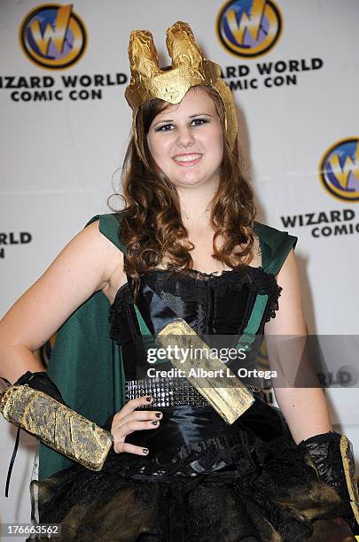 Cosplayer Tori Zaharia as Loki attends Day 1 Wizard World Chicago Comic Con held at Donald E. Stephens Convention Center on August 9, 2013 in...