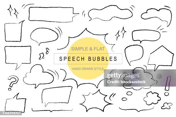 set of hand drawn style speech bubbles - cute bubble letters stock illustrations