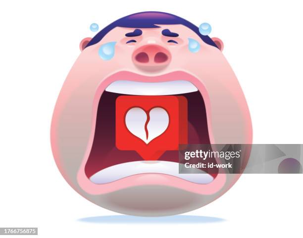 sad man holding broken heart icon - man crying stock illustrations