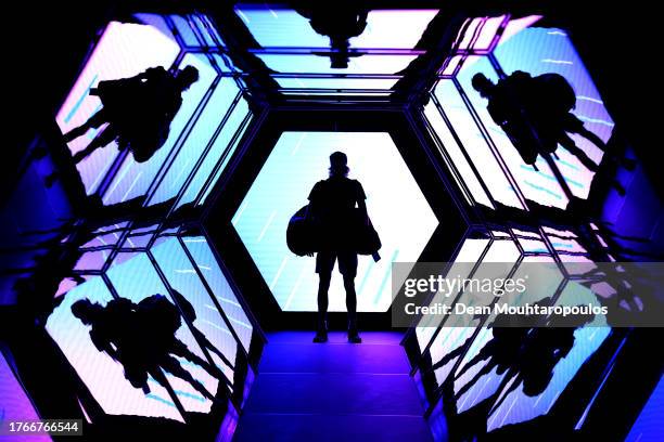 Alexander Zverev of Germany walks out to play in his match against Marton Fucsovics of Hungary during Day Two of the Rolex Paris Masters ATP Masters...