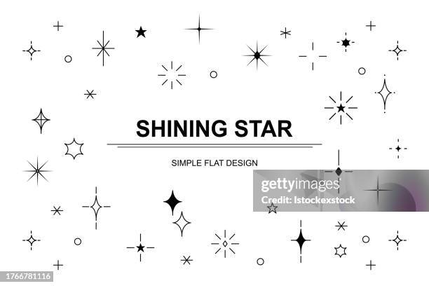 stars flat line icons set. - sun flare stock illustrations