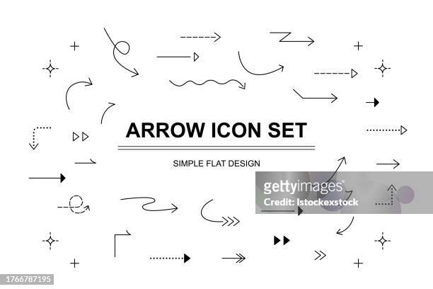 stockillustraties, clipart, cartoons en iconen met arrow vector icon set in thin line style. - cursor