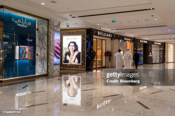 Bulgari and Elie Saab stores at the Galleria Al Maryah Island shopping and dining complex in the Abu Dhabi International Financial Center in Abu...