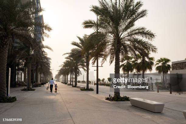 The promenade at Soul Beach on Saadiyat Island in Abu Dhabi, United Arab Emirates, on Friday, Sept. 15, 2023. The UAE is emerging as a hub for hedge...